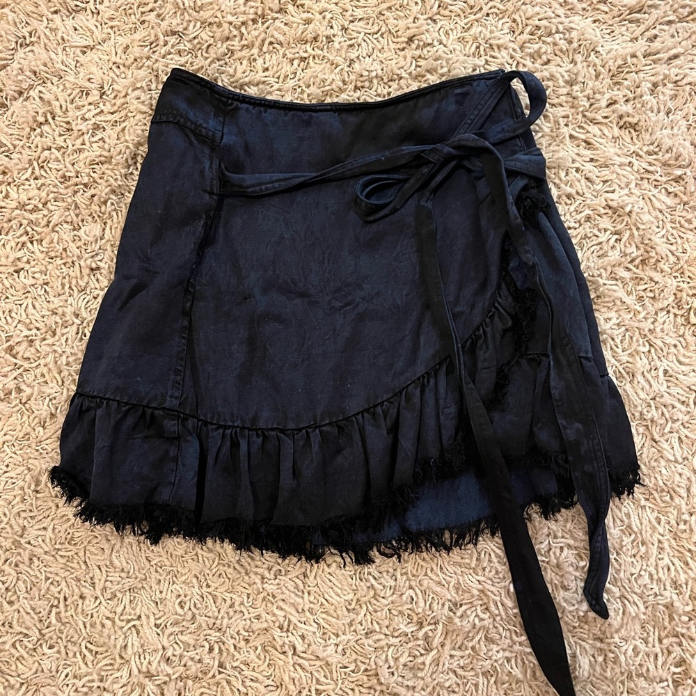 Free People navy blue wrap skirt with bow